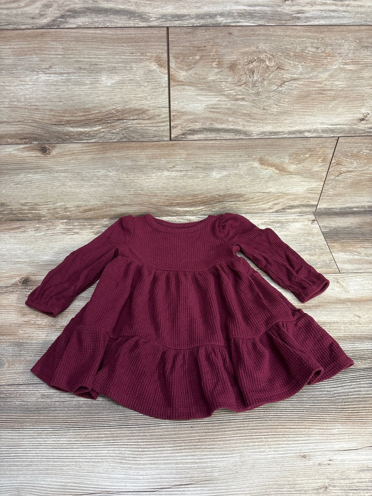Cat & Jack Waffle Knit Dress Burgundy sz 18m