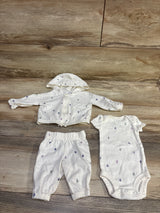 Carter's 3pc Zip-Up Jacket, Bodysuit, & Pants Set White sz Newborn