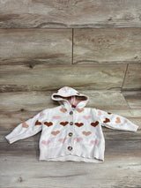 Old Navy Heart Print Hooded Button-Front Cardigan Ivory sz 6-12m