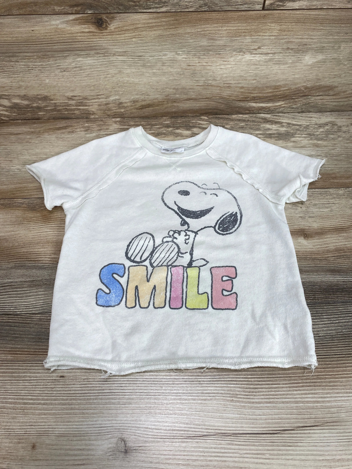 Peanuts Ivory Short Sleeve Snoopy Shirt sz 4T