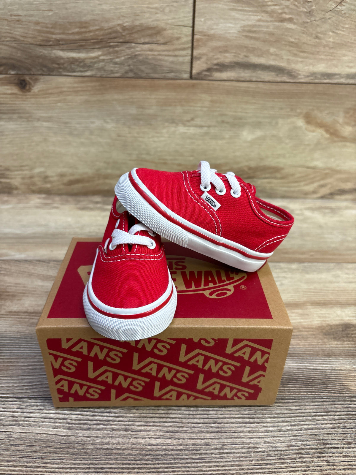 NEW Vans Authentic Lace-Up Sneakers Red sz 3.5c