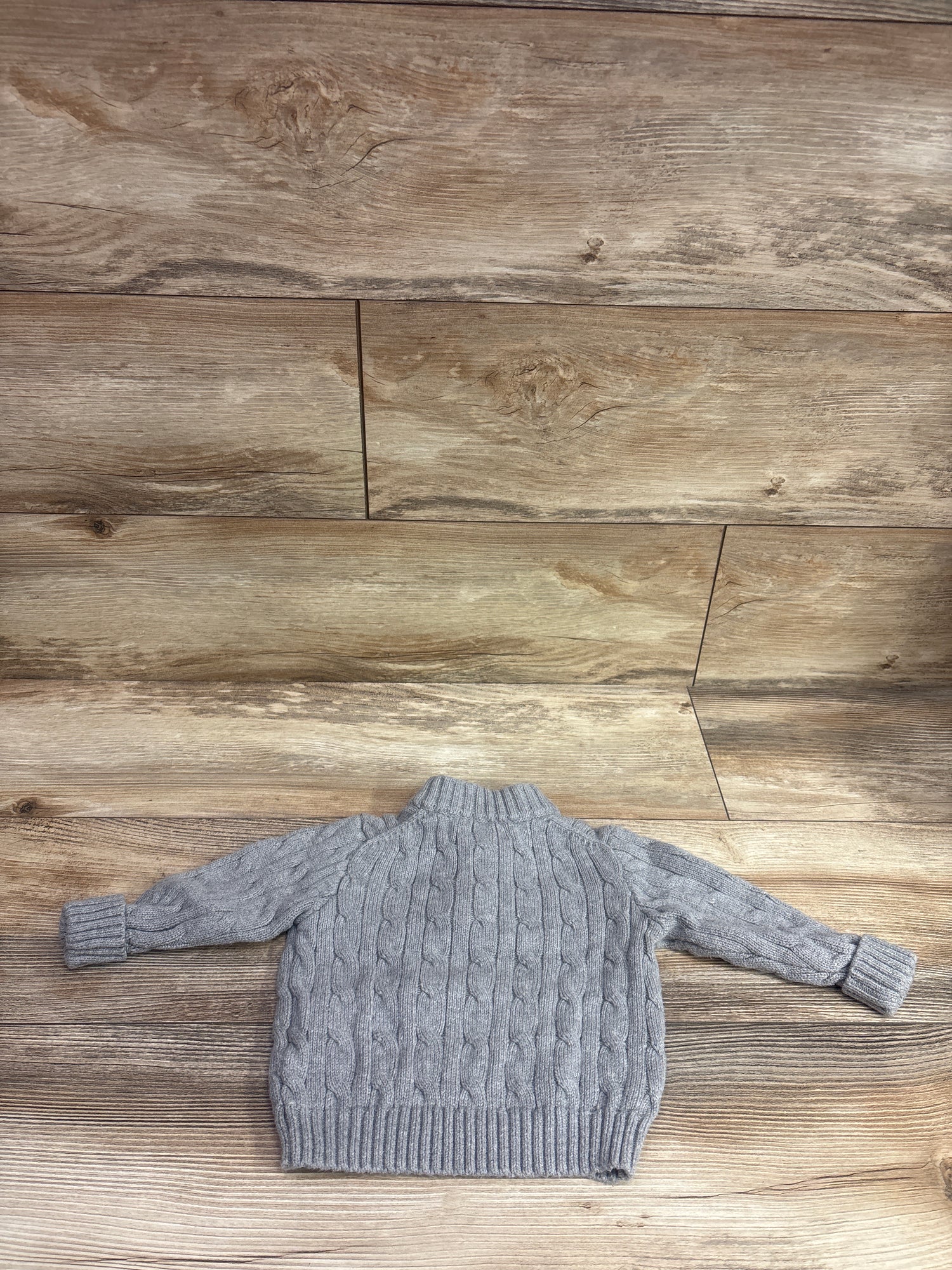 Ralph Lauren Cable Knit Cotton Quarter Zip Sweater Grey sz 12m