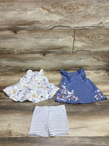 Cynthia Rowley 3pc Mix and Match Top & Short Set White/Blue sz 12m