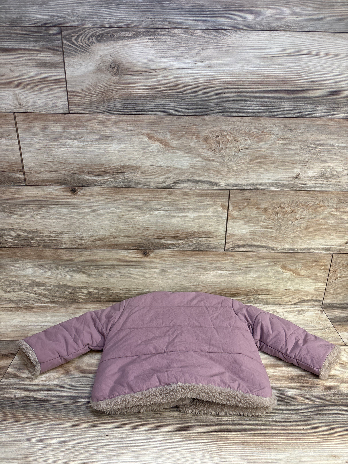 Zara Sherpa Lined Puffer Jacket Mauve sz 18-24m
