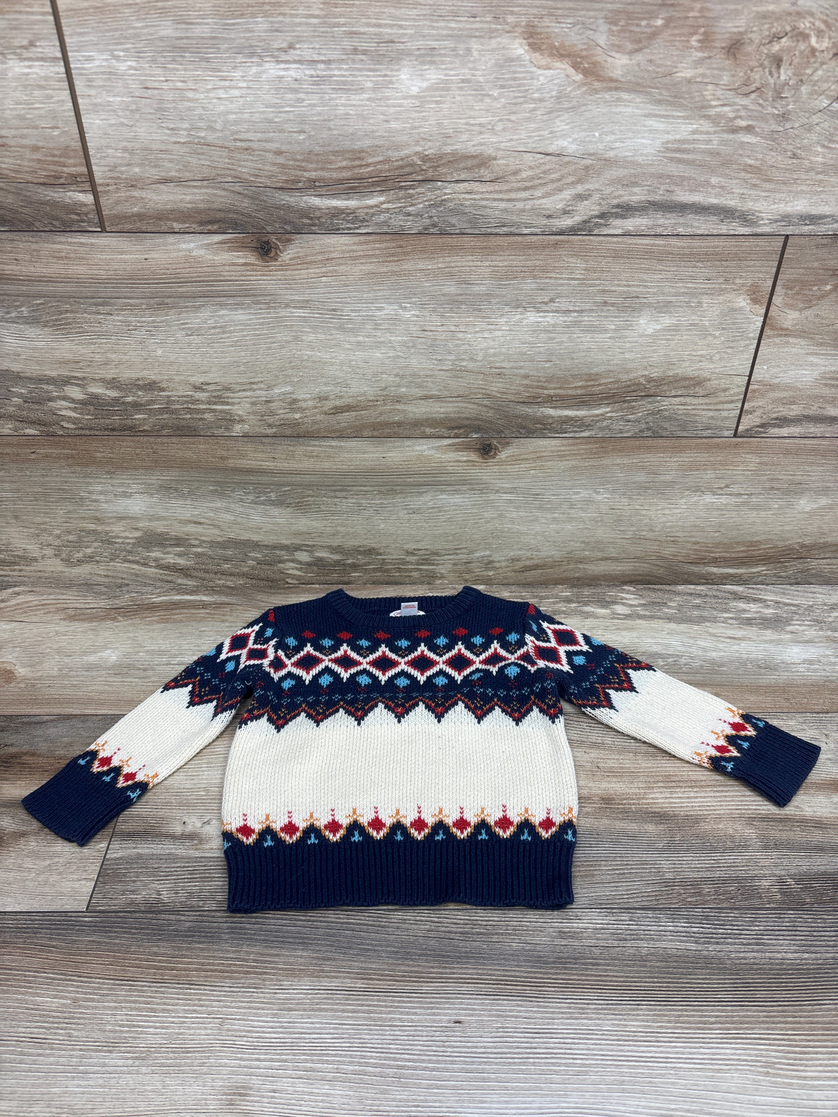 Cat & Jack Fair Isle Pullover Knit Sweater Navy sz 18m