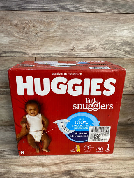 NEW Box of Huggies Little Snugglers Disposable Diapers 160ct. Size 1 - Me n Mommy To Be