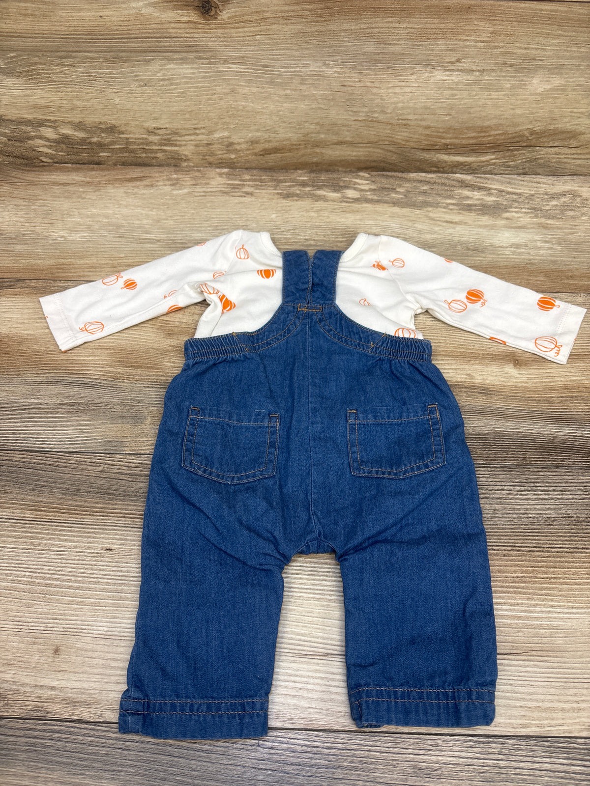 Cat & Jack 2pc Long Sleeve Pumpkin Shirt & Overalls Set White sz Newborn