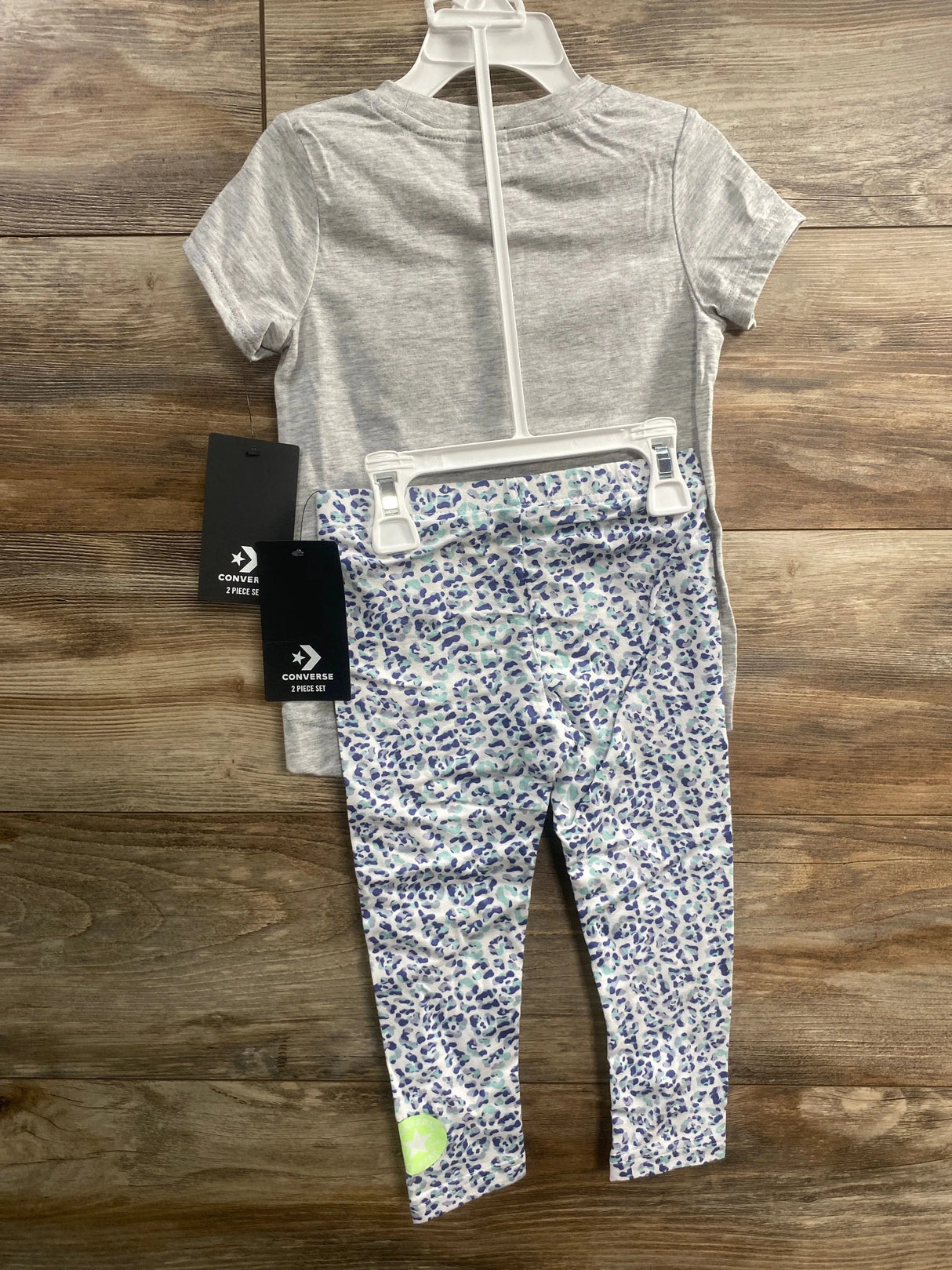 NEW Converse Grey Leopard Logo Tee & Legging Set sz 3T