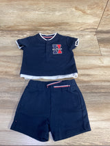 Tommy Hilfiger 2pc Henley Shirt & Shorts Set Navy sz 3-6m