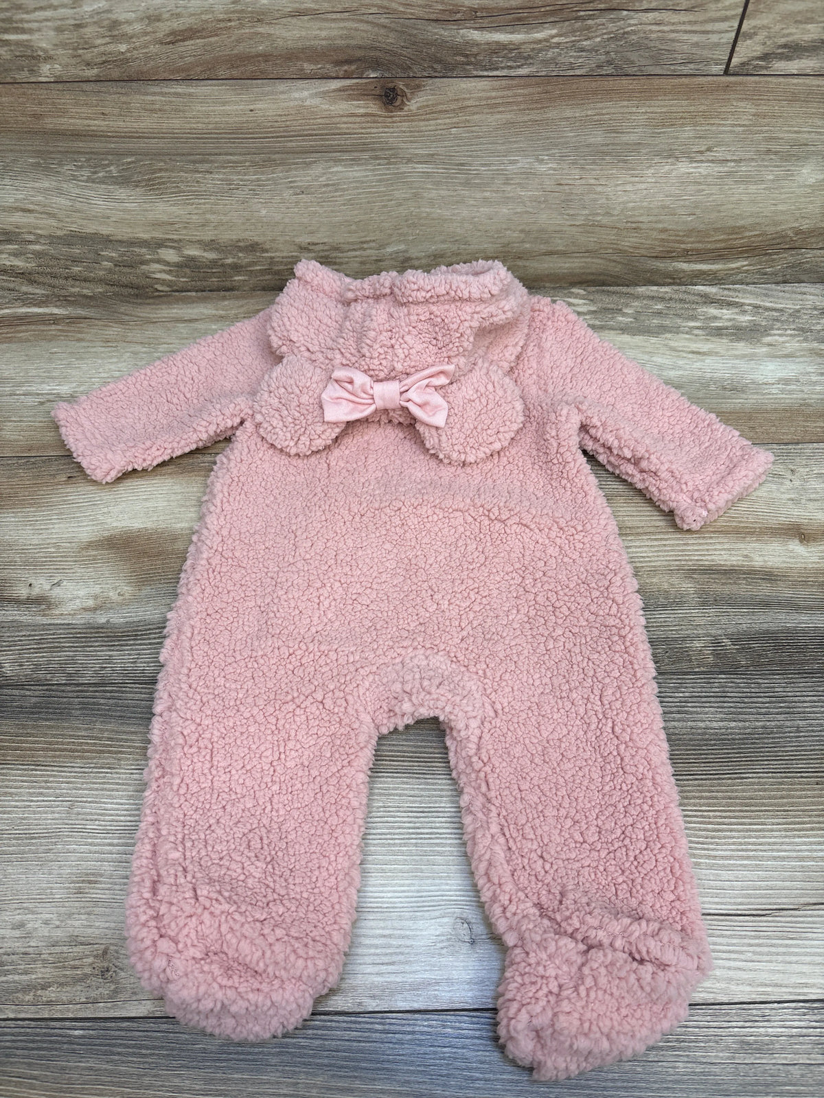 Disney Baby Minnie Mouse Sherpa Hooded Coverall Pink sz 3-6m