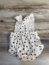 Cat & Jack Heart Print Ruffle Romper Cream sz 6-9m - Me n Mommy To Be