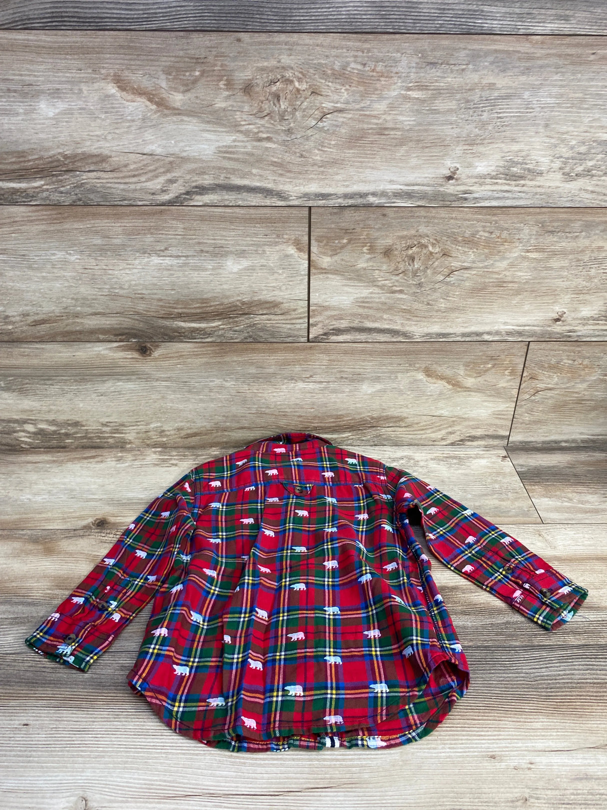 Hatley Plaid Bear Button Down Shirt Red sz 4T