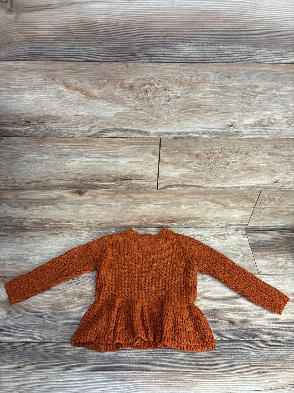 Cat & Jack Chunky Knit Peplum Sweater Rust sz 3T