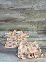 Wonderluxe 2pc Floral Coat Style Pajama Set Peach sz 2T