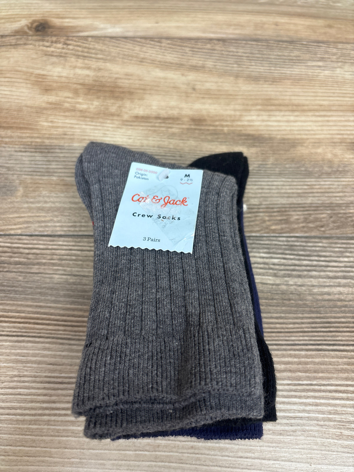 NEW Cat & Jack Crew Socks 3pk Navy/Black/Grey sz Medium 9c-2.5Y