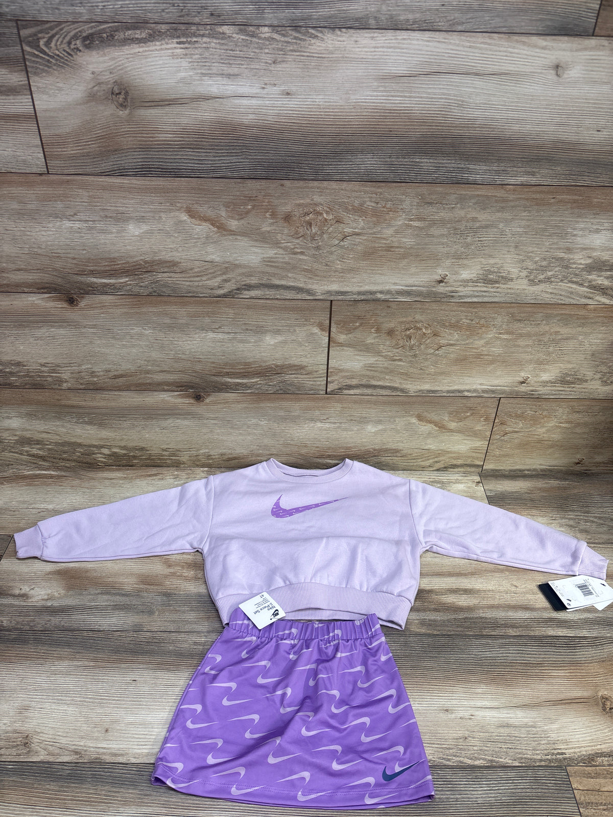 NEW Nike 2pc Pullover Sweatshirt & Skort Set Purple sz 4T