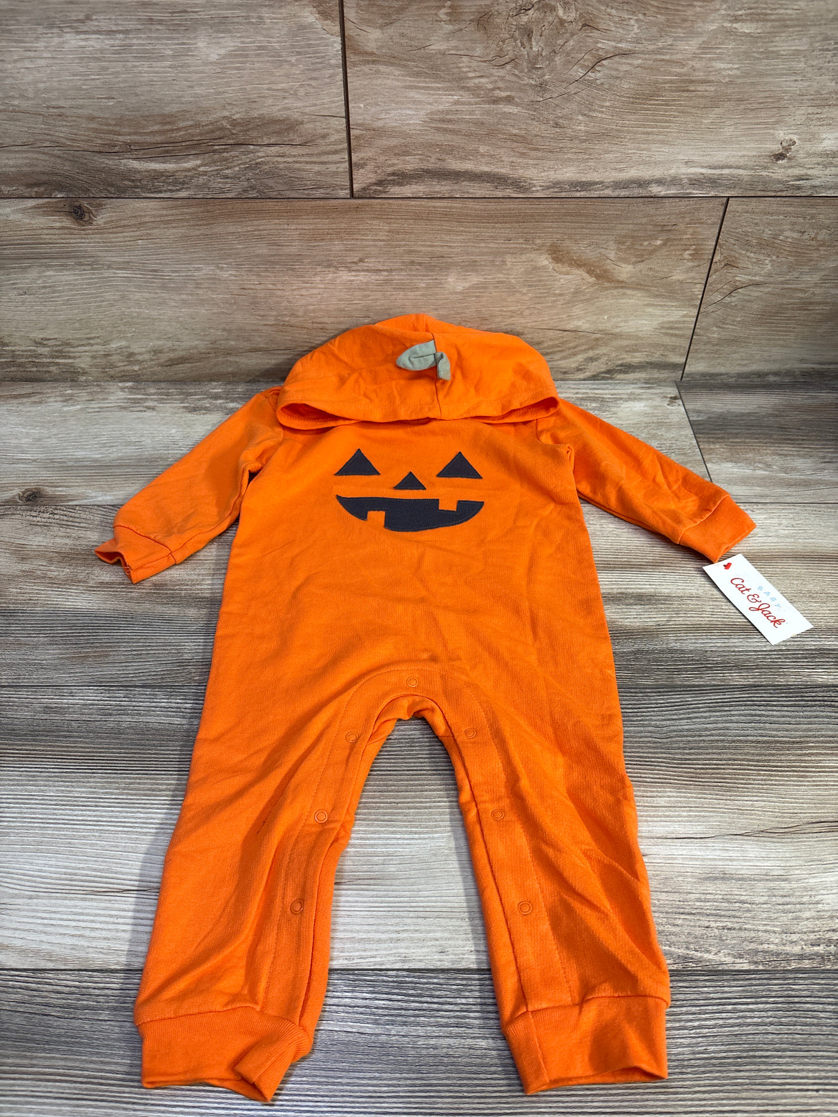 NEW Cat & Jack Pumpkin Hooded Romper Orange sz 12m