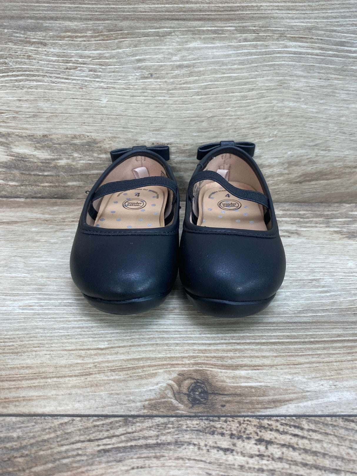 Wonder Nation Bow Ballet Flats Black Sz 4c