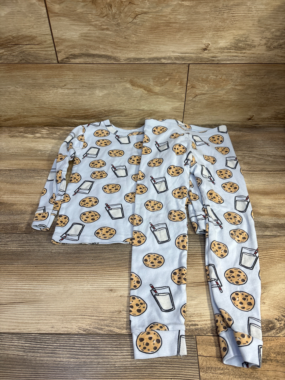 Baby Gap 2pc Cookies & Milk Pajama Set Blue sz 5T