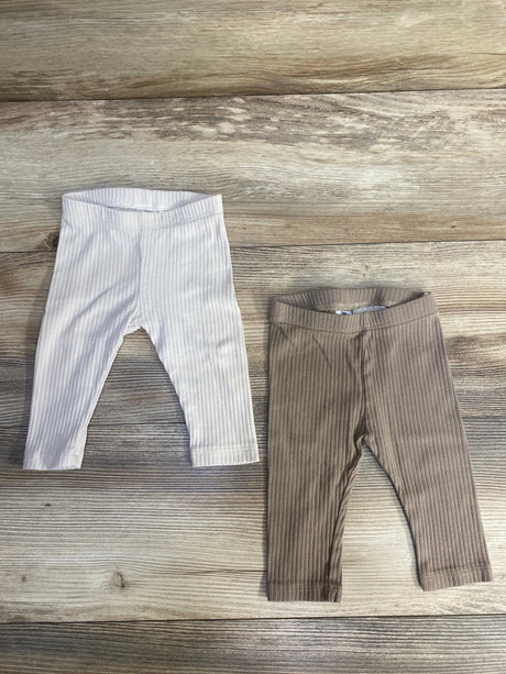 H&M 2pk Ribbed Leggings Taupe/Cream sz 3m - Me n Mommy To Be
