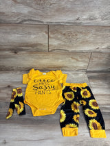 3pc Little Miss Sassy Pants Bodysuit & Bottoms Yellow sz 3-6m