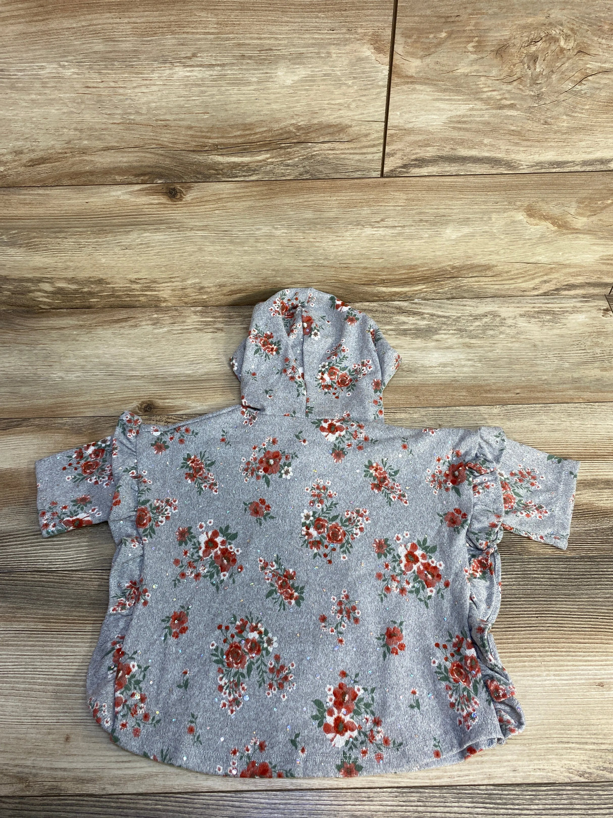 Little Lass Floral Winged Hoodie Grey sz 24m