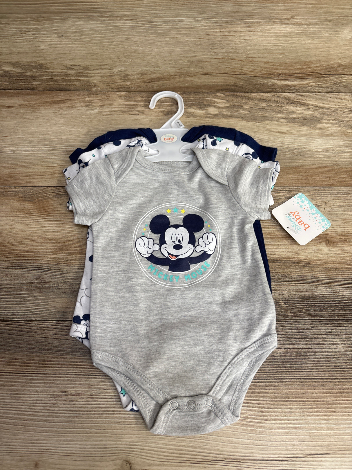 NEW Disney Baby 3pk Mickey Mouse Bodysuit Set Mint sz 6-9m