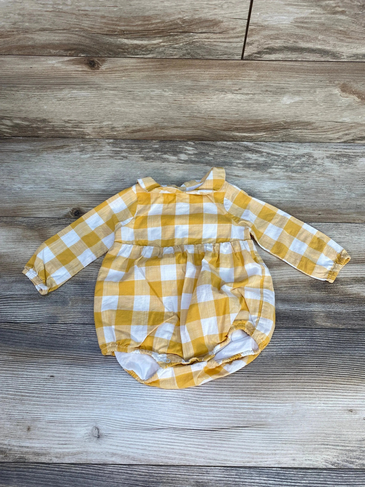 Cat & Jack Gingham Bubble Romper Yellow sz 6-9m