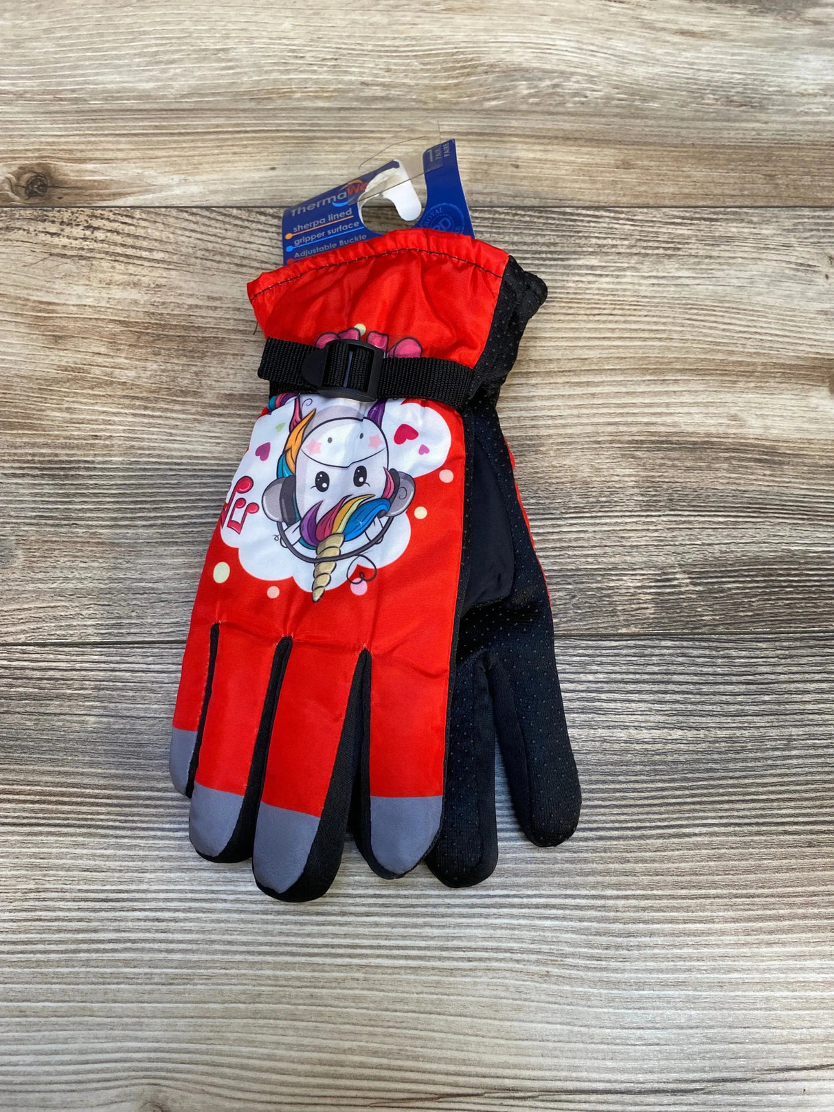 NEW ThermaWear Kid's Red Unicorn Winter Ski Gloves