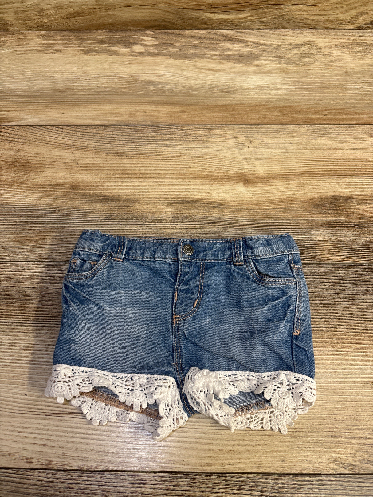 Baby by Gemo Lace Trim Denim Shorts Blue sz 6m