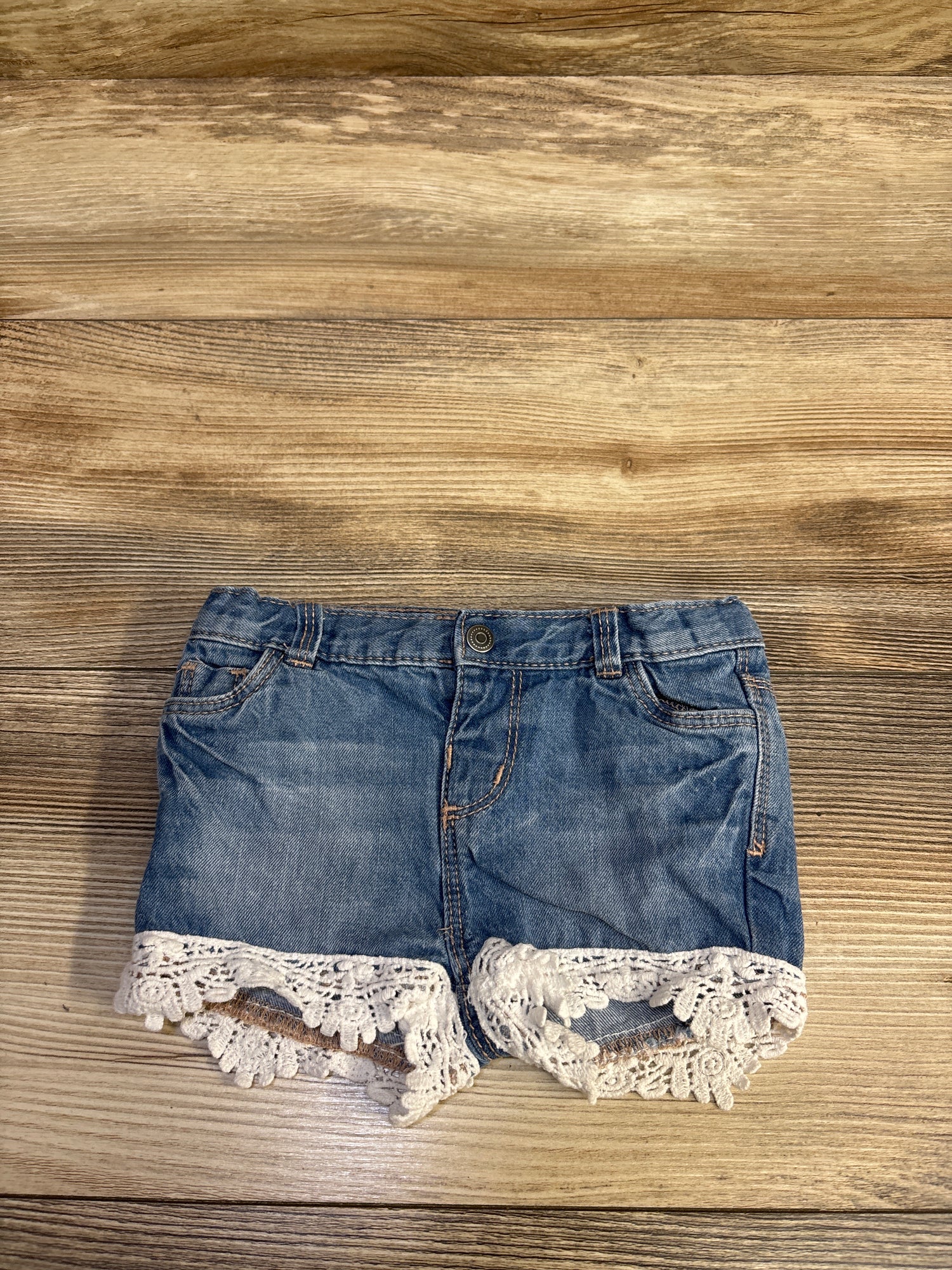 Baby by Gemo Lace Trim Denim Shorts Blue sz 6m