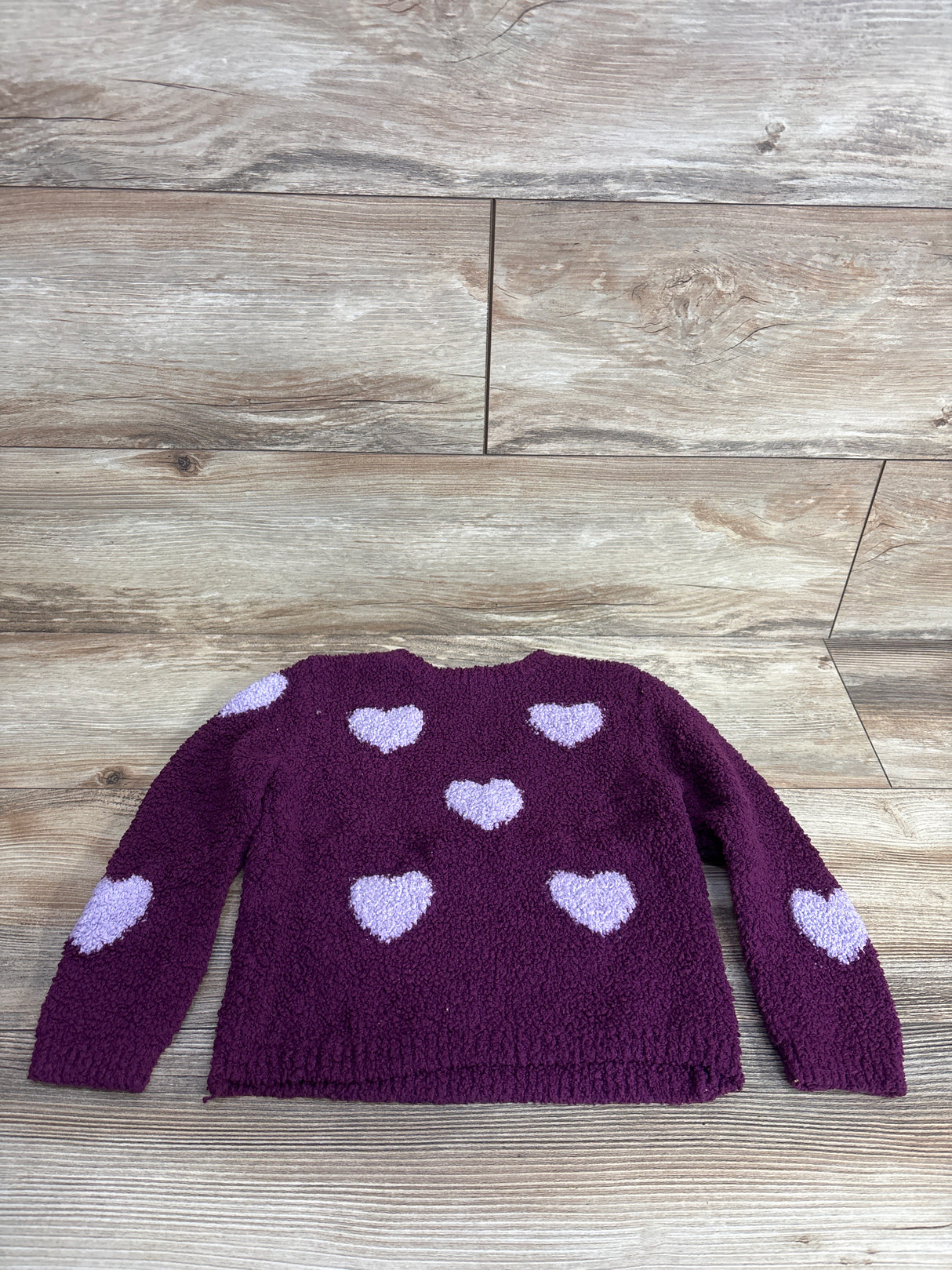Petite BonBon Textured Sherpa Heart Sweatshirt Purple sz 5T