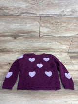 Petite BonBon Textured Sherpa Heart Sweatshirt Purple sz 5T