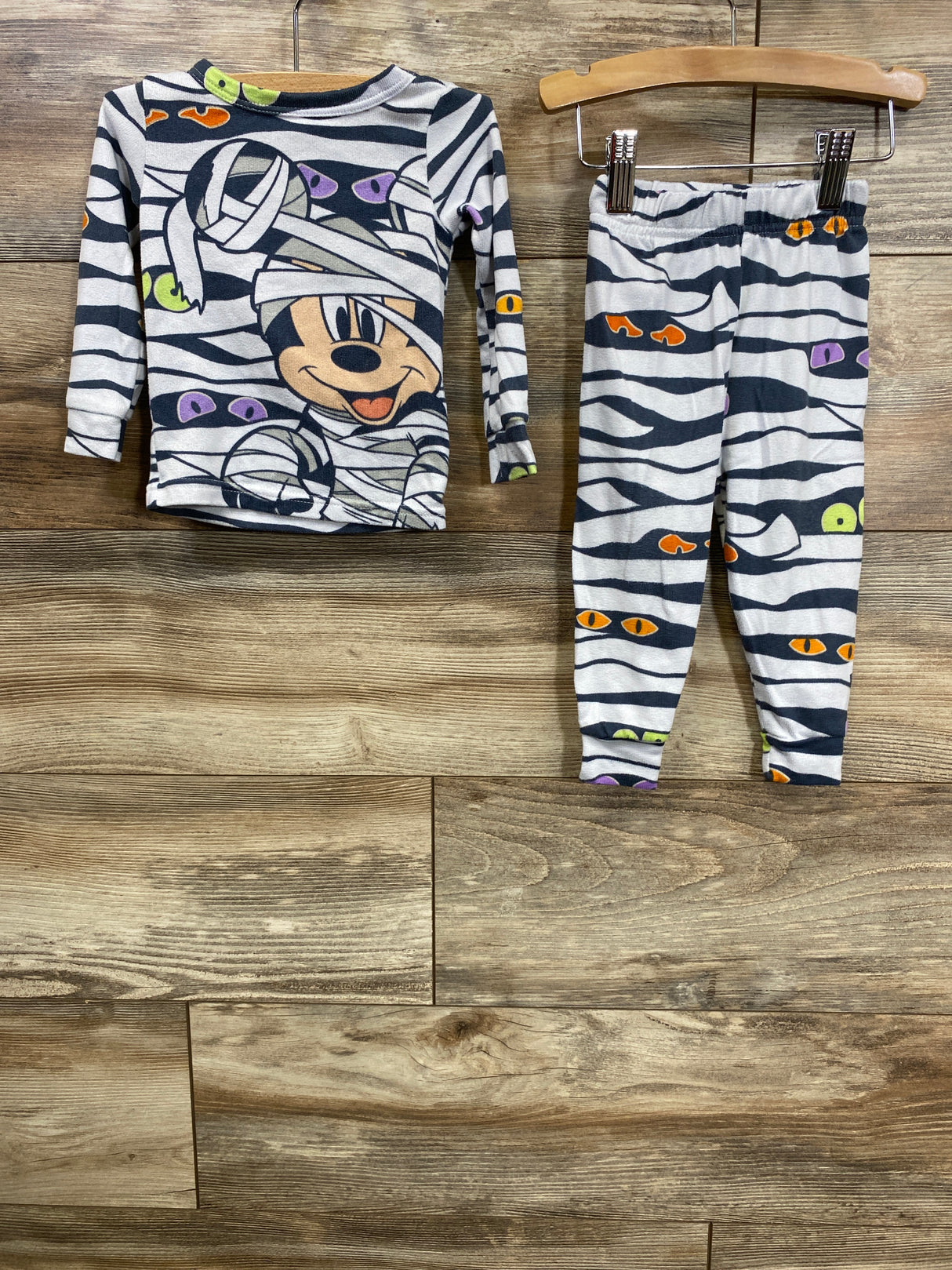 Disney 2pc Mickey Mouse Mummy Pajama Set White sz 18m