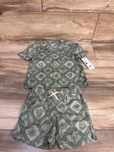 NEW OshKosh 2pc Button Up Shirt & Short Set Green sz 12m