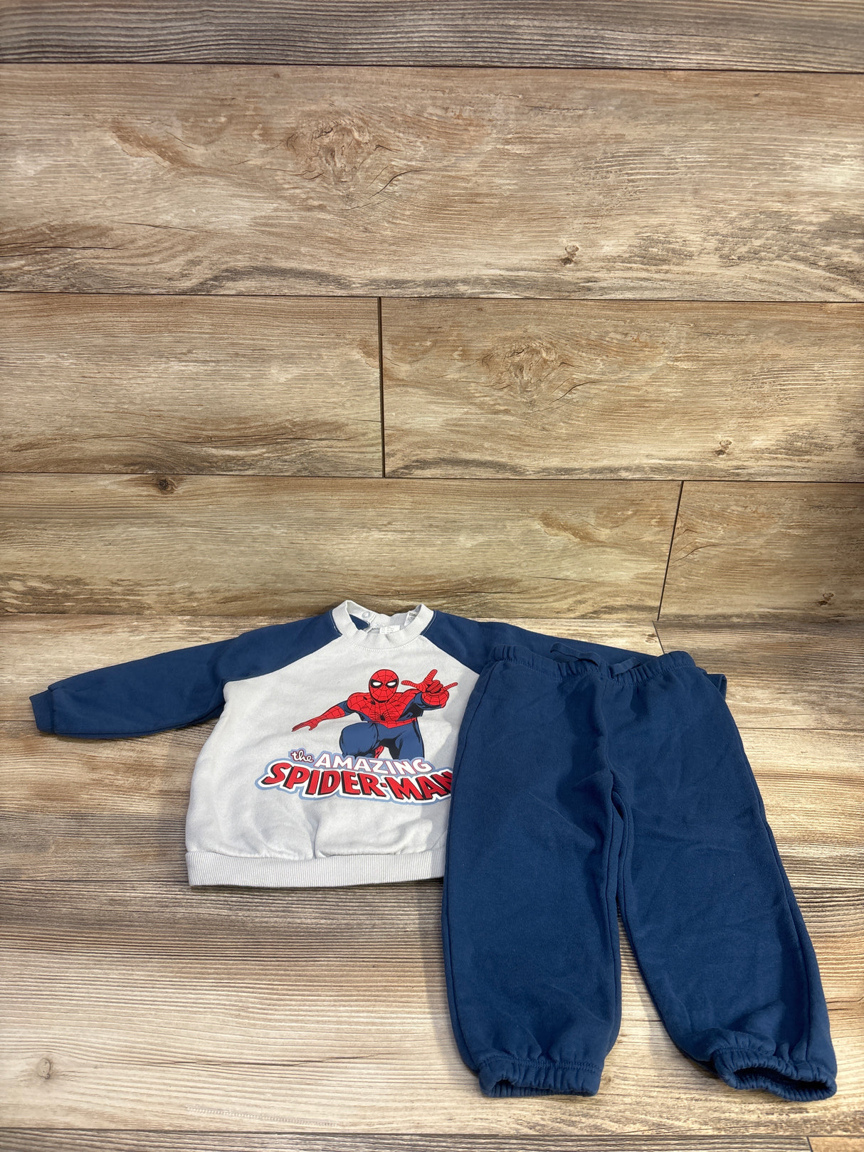 H&M Spider-Man 2pc Pullover Sweatshirt & Pants Set Blue sz 18m