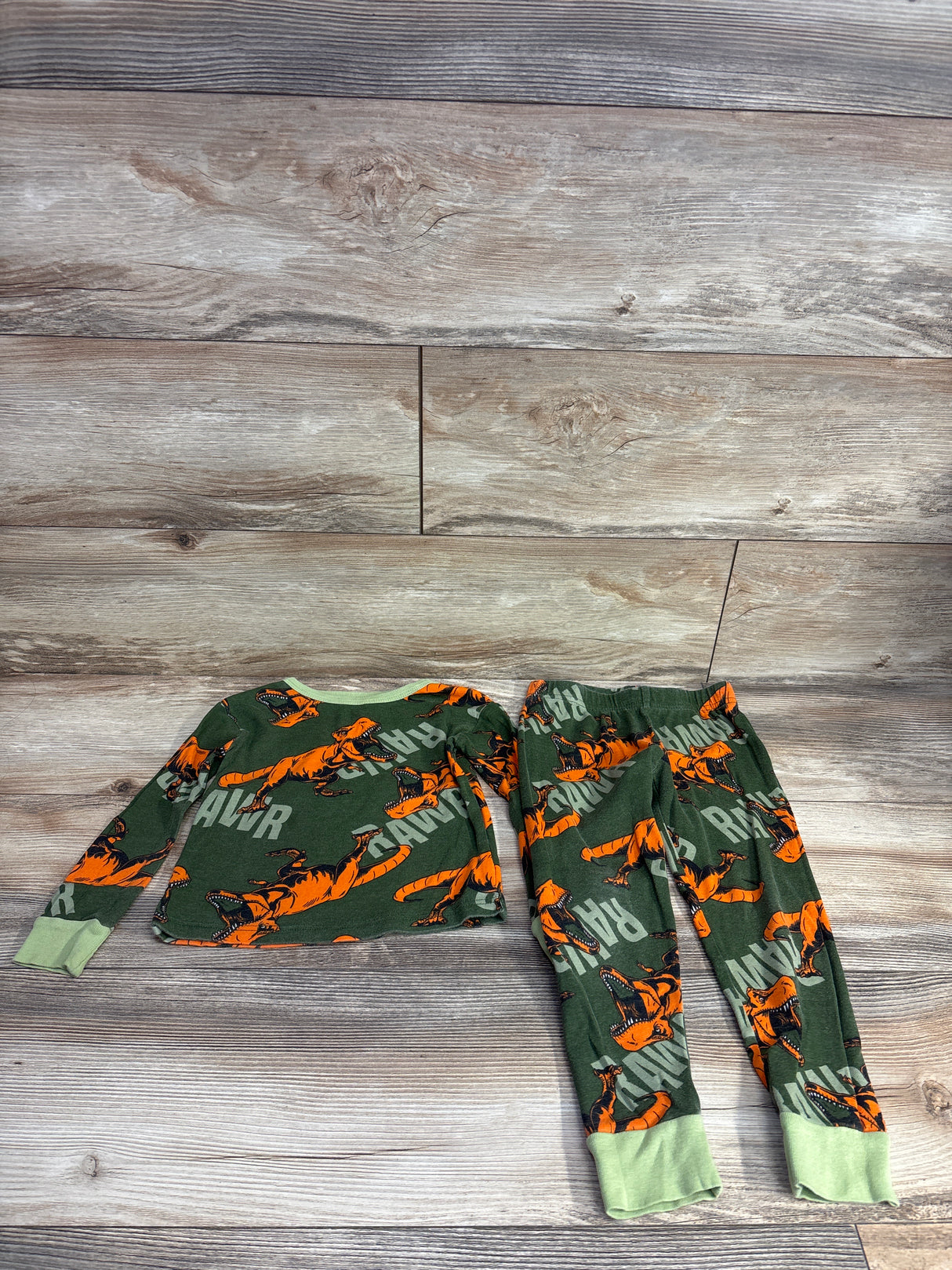 Jurassic World 2pc Dinosaur Pajama Set Green sz 4T