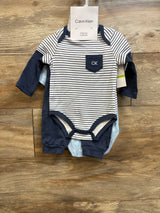 NEW Calvin Klein 3pc Bodysuit & Pants Set Blue sz 3/6m