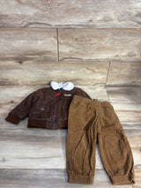 Little Me 2pc Set Pilot Bomber Jacket & Cord Pants Brown sz 18m