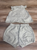 H&M 2pc Gingham Ruffle Top & Shorts Green sz 2-3T