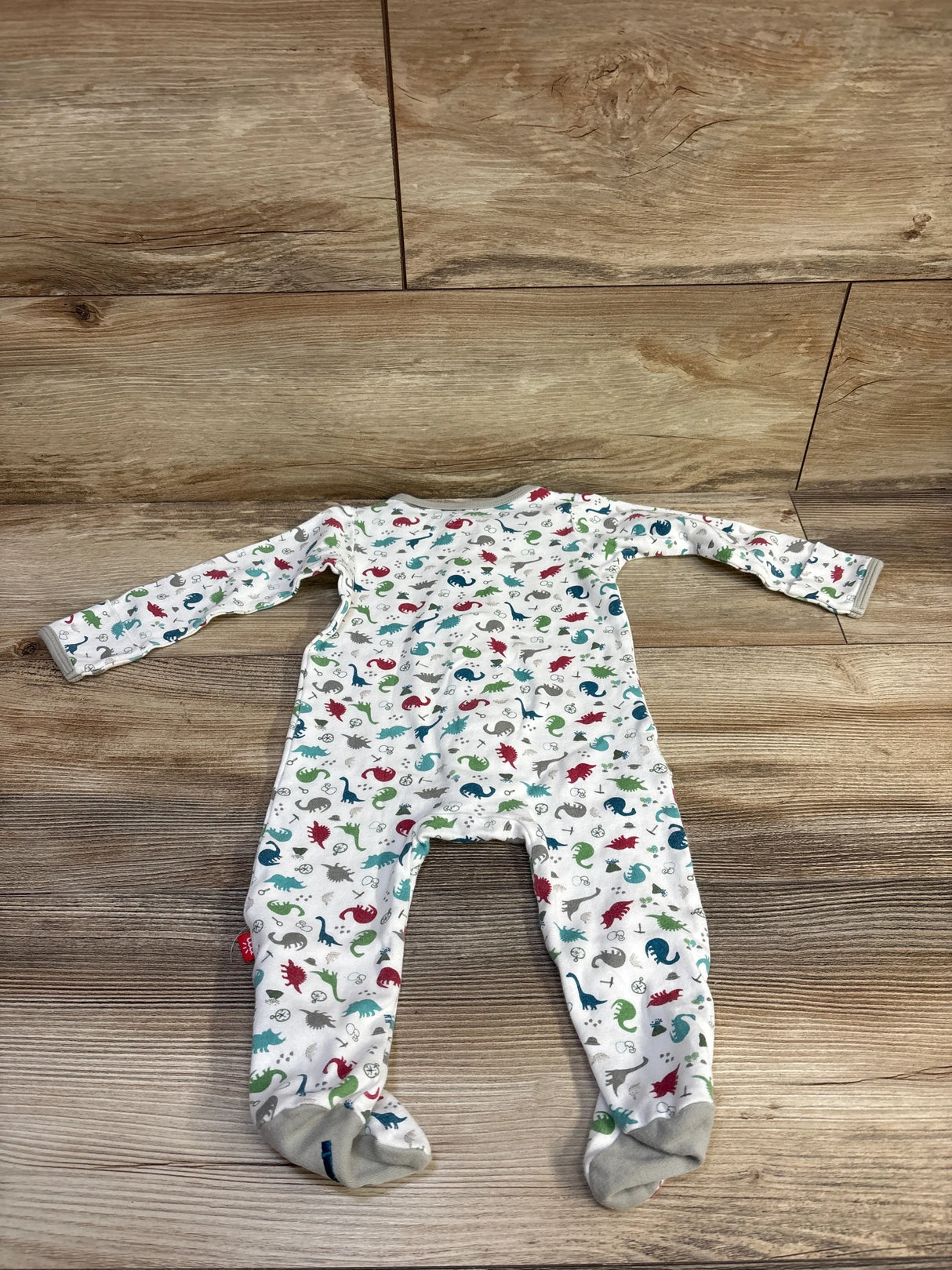 Magnetic Me Organic Cotton Dinosaur Print Footie White sz 3-6m
