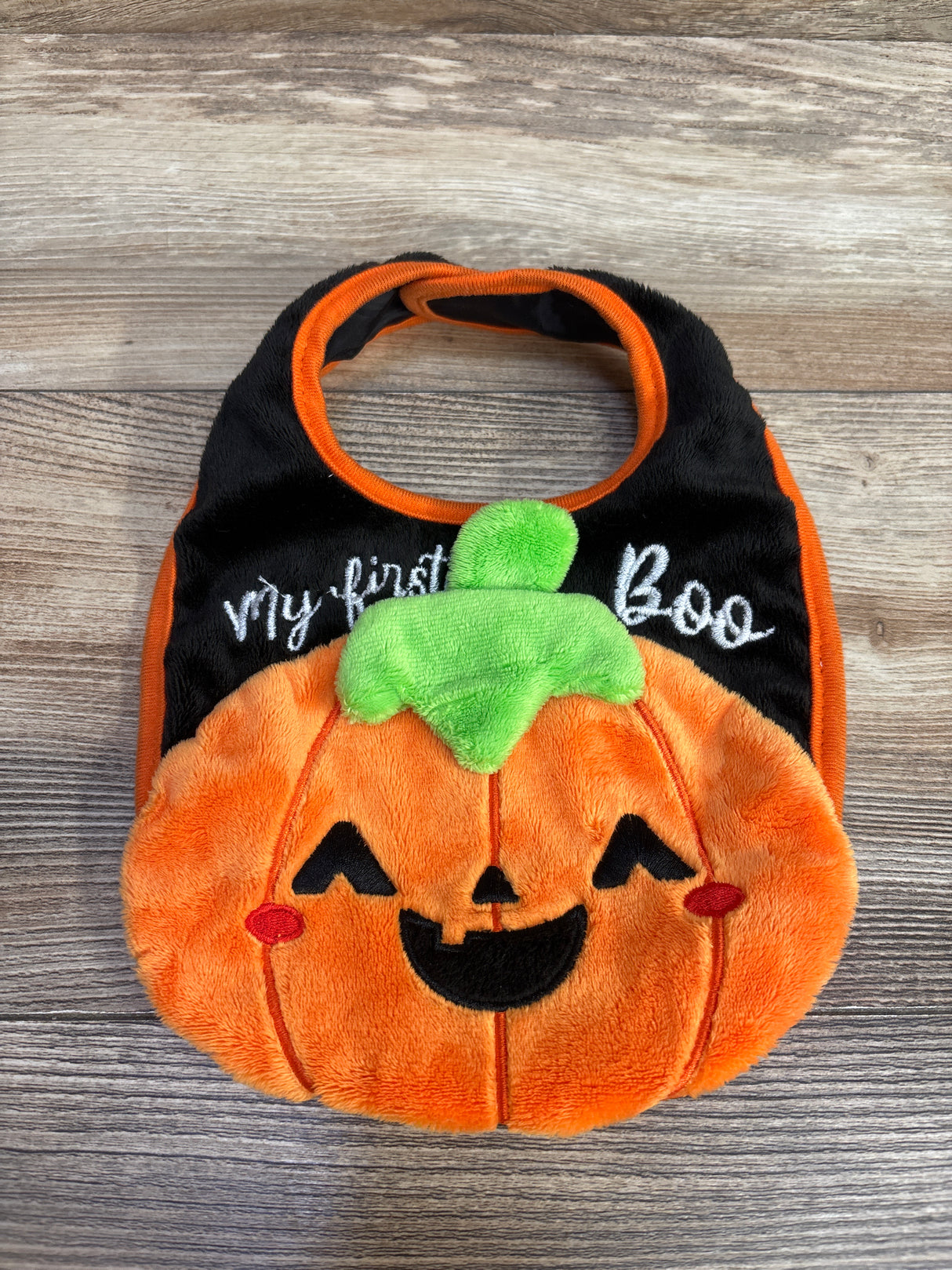 'My First Boo' Plush Bib, Pumpkin/Black