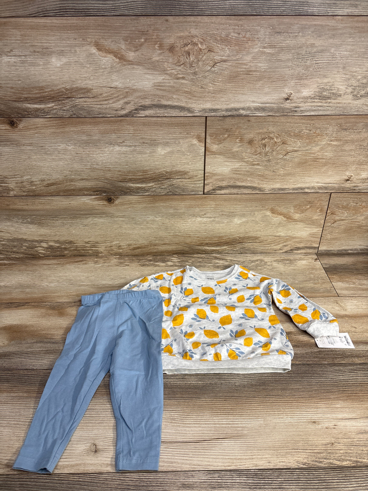 NEW Just One You 2pc Lemon Print Sweatshirt & Leggings Grey sz 12m