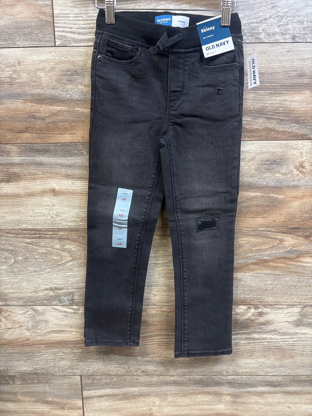 NEW Old Navy Rib-Knit Skinny 360 Stretch Distressed Jeans Black sz 5T