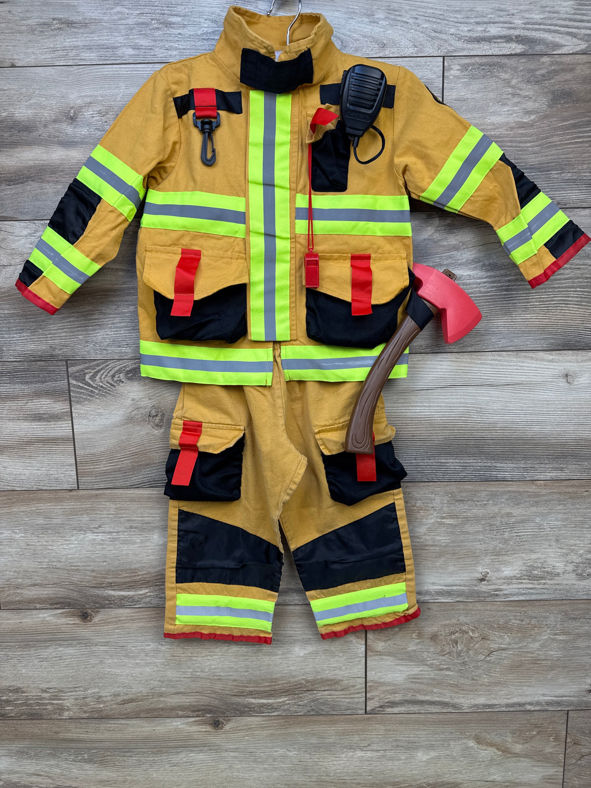 Teetot & Co. 4pc Firefighter Costume Yellow sz 3-4T