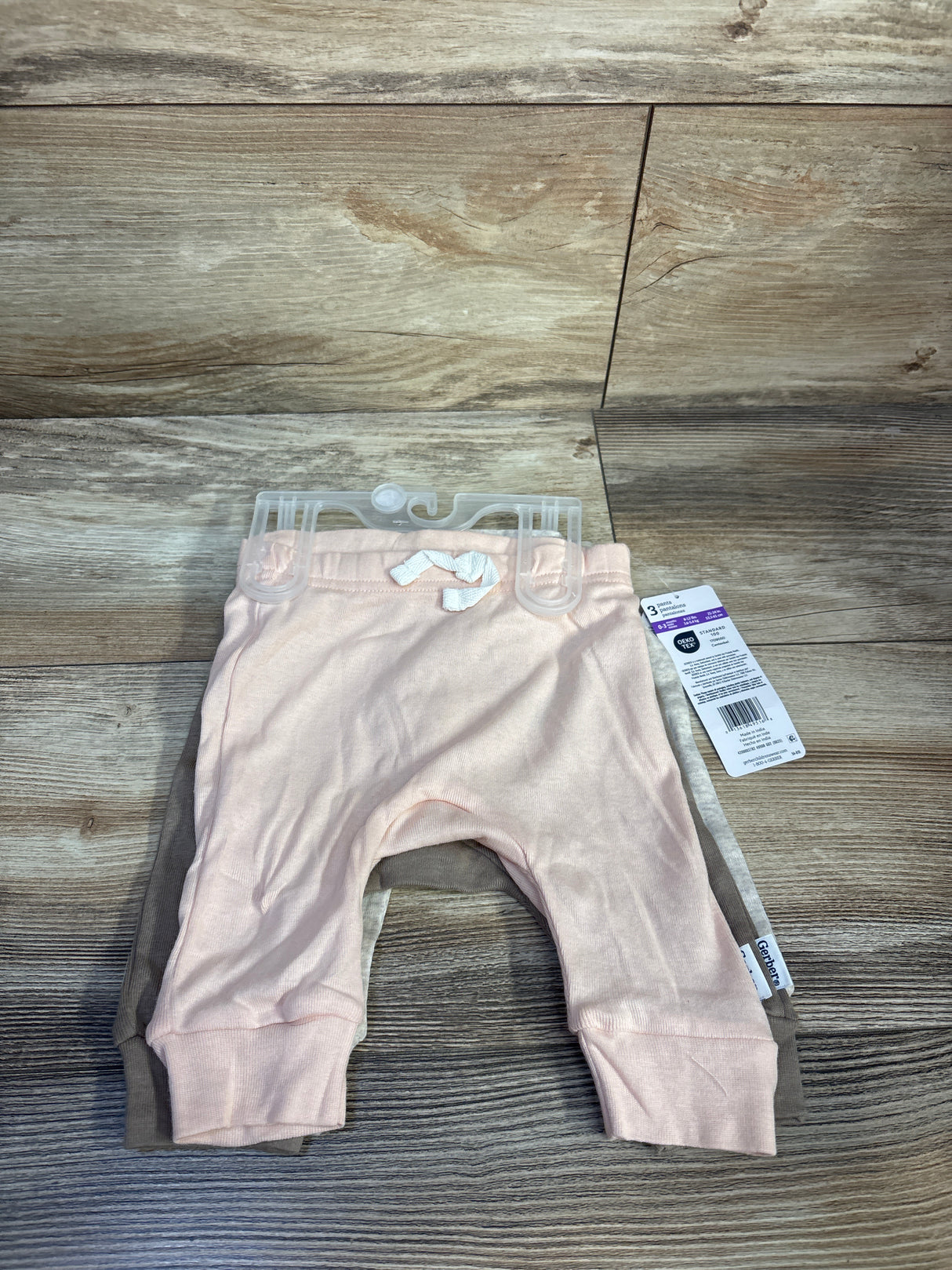 NEW Gerber 3pk Pants Beige sz 0-3m