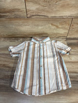 Cat & Jack Striped Button-Up Shirt Beige sz 4T