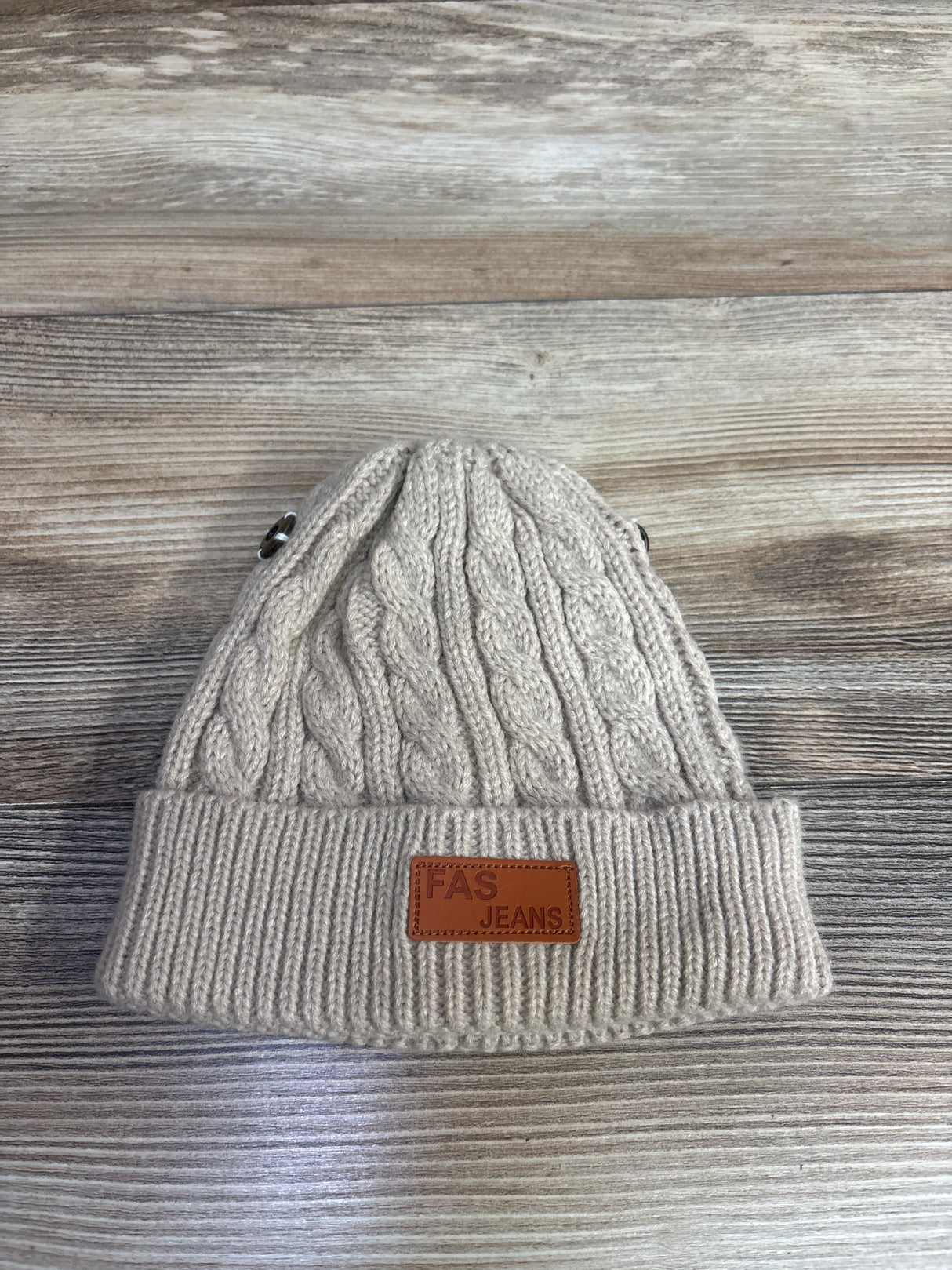 Fas Jeans Cable-Knit Beanie Beige One Size