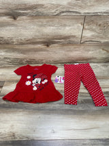 NEW Disney Junior Bows & Kisses Minnie Mouse Shirt & Leggings Red sz 12m