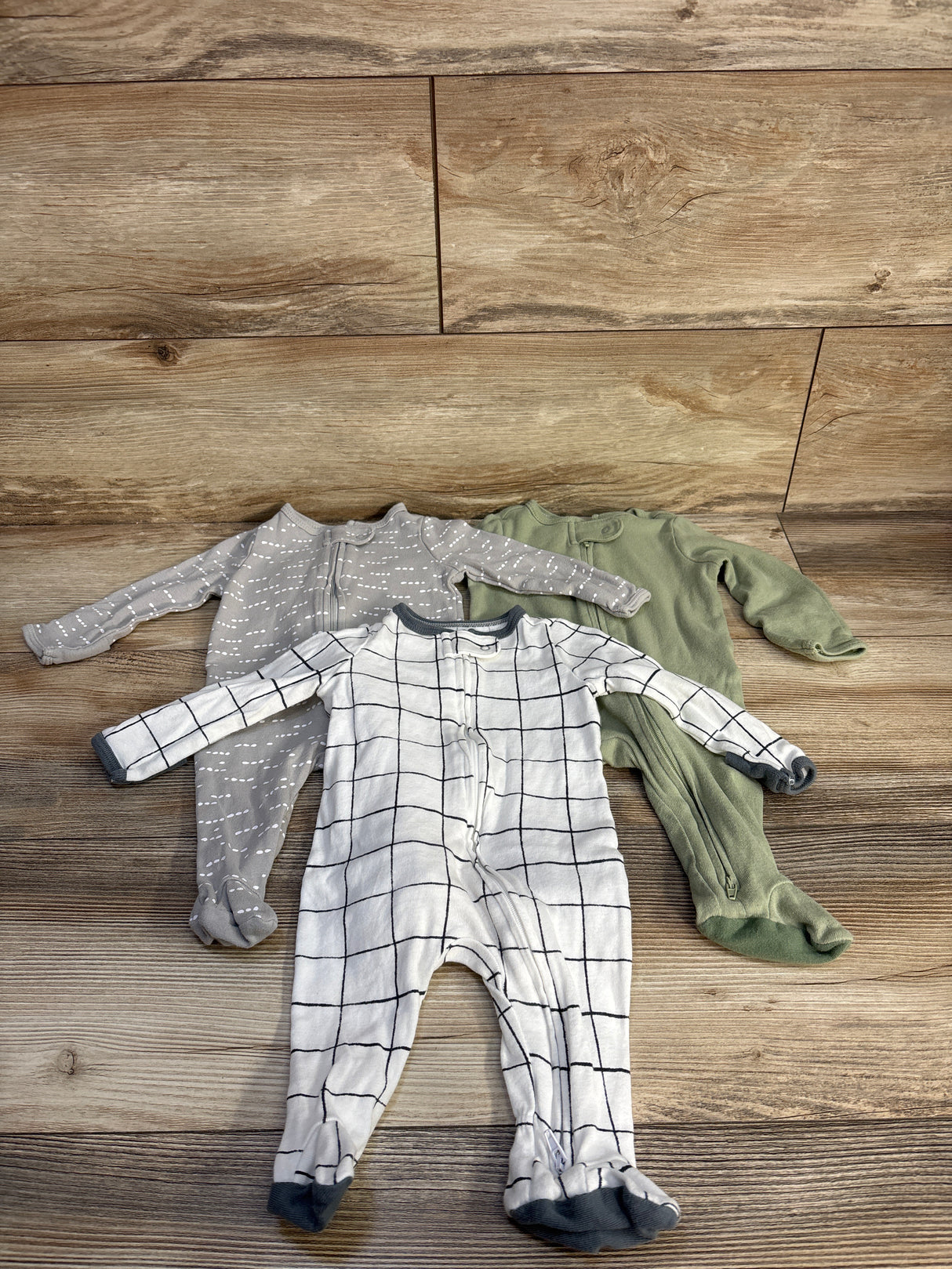 Cloud Island 3pk Sleepers Grey sz 0-3m